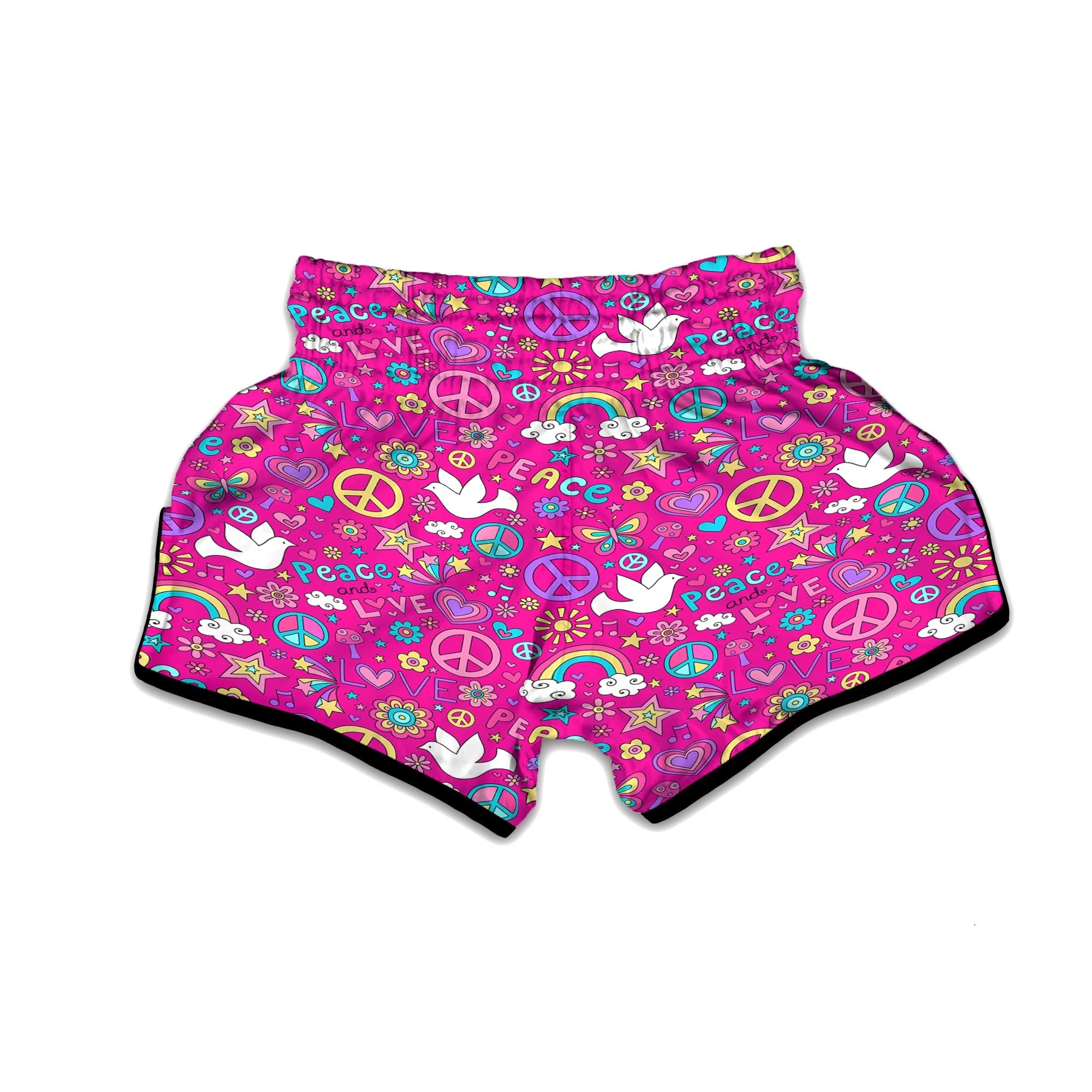 Pink Hippie Psychedelic Muay Thai Boxing Shorts-grizzshop
