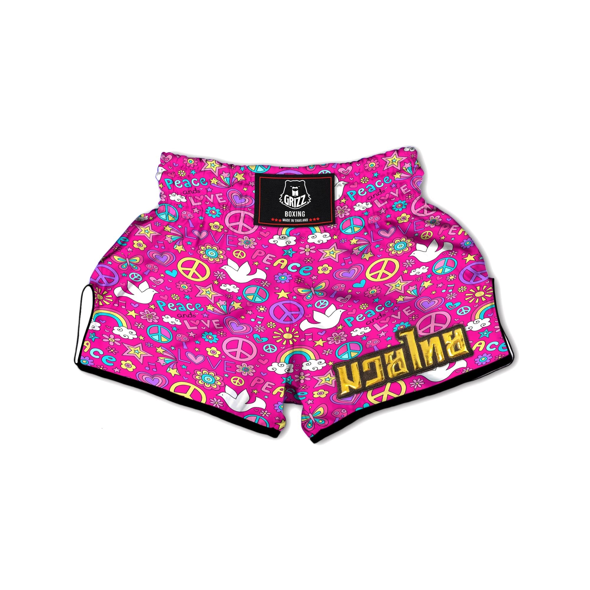 Pink Hippie Psychedelic Muay Thai Boxing Shorts-grizzshop