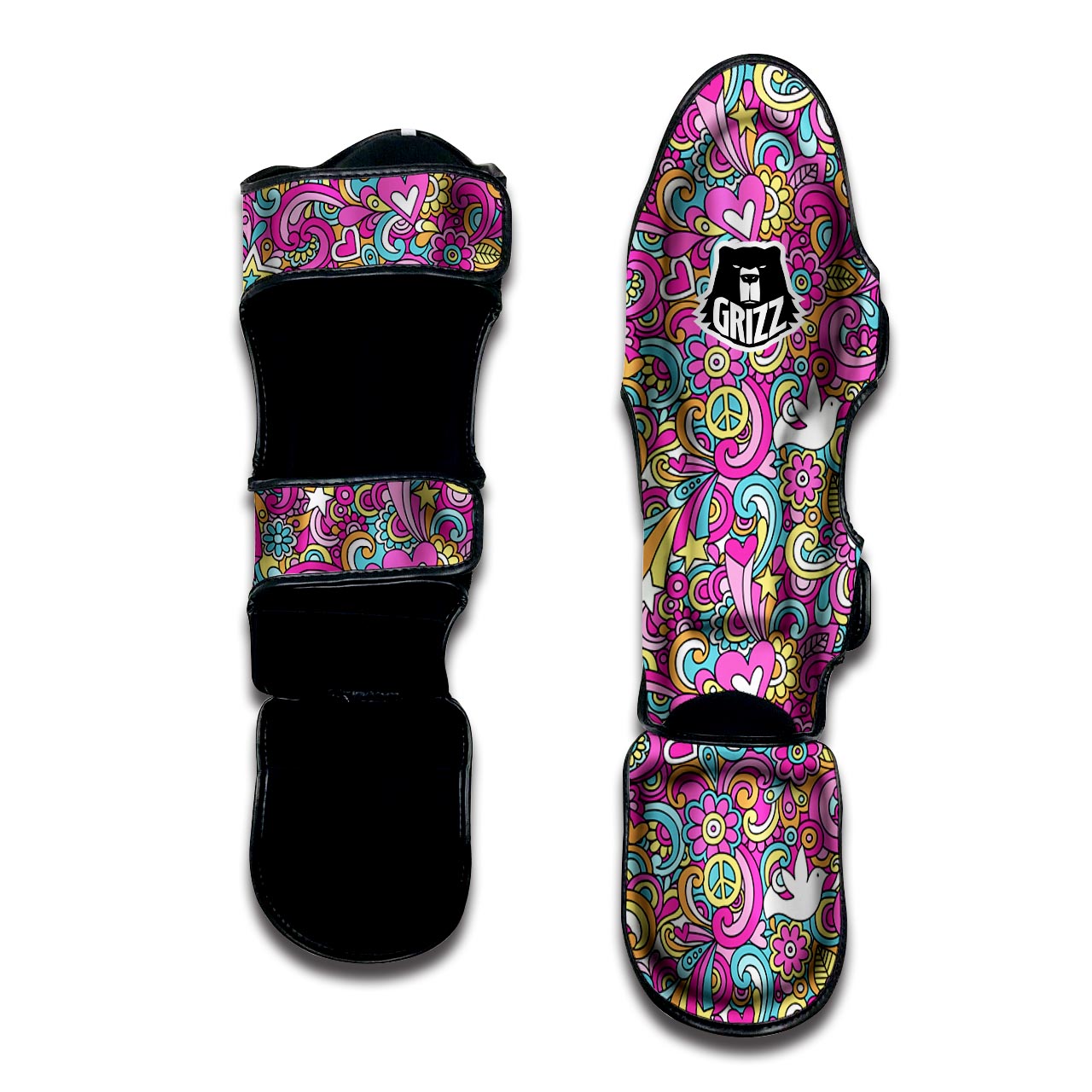 Pink Hippie Psychedelic Muay Thai Shin Guard-grizzshop