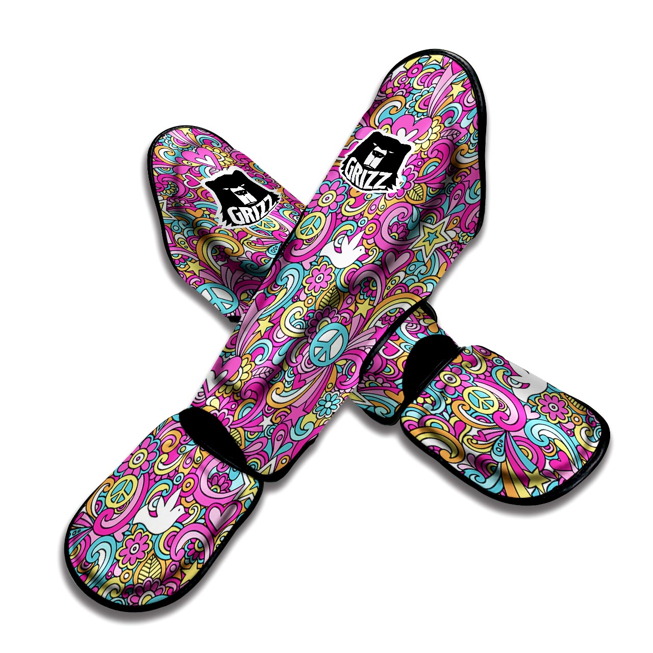 Pink Hippie Psychedelic Muay Thai Shin Guard-grizzshop