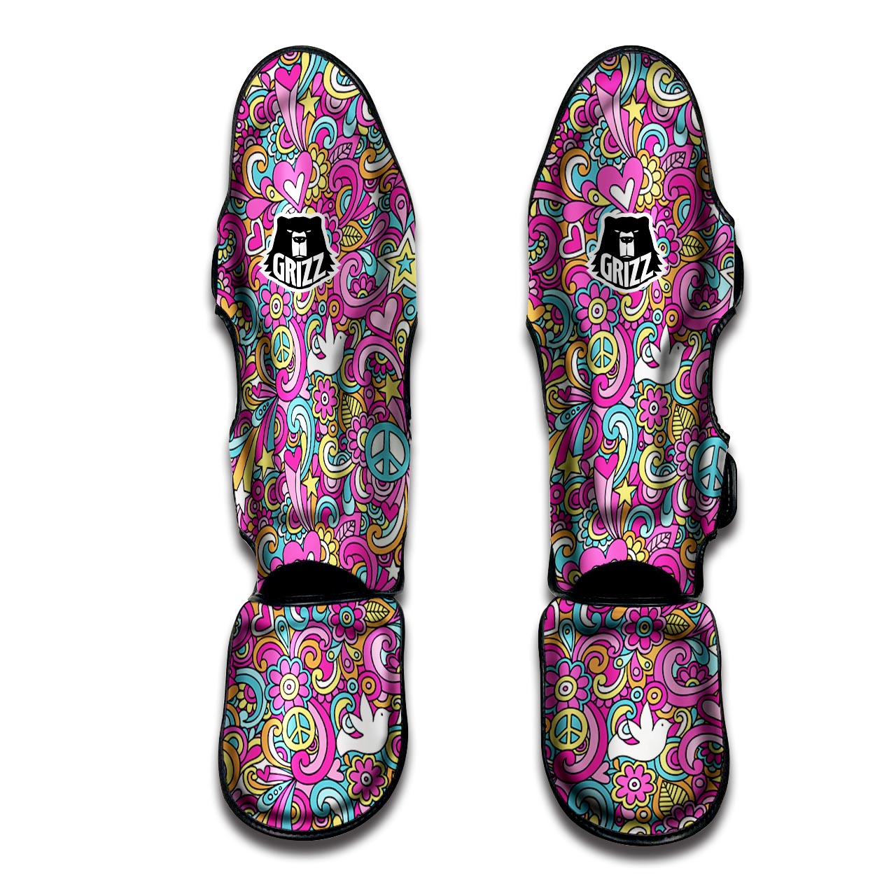 Pink Hippie Psychedelic Muay Thai Shin Guard-grizzshop