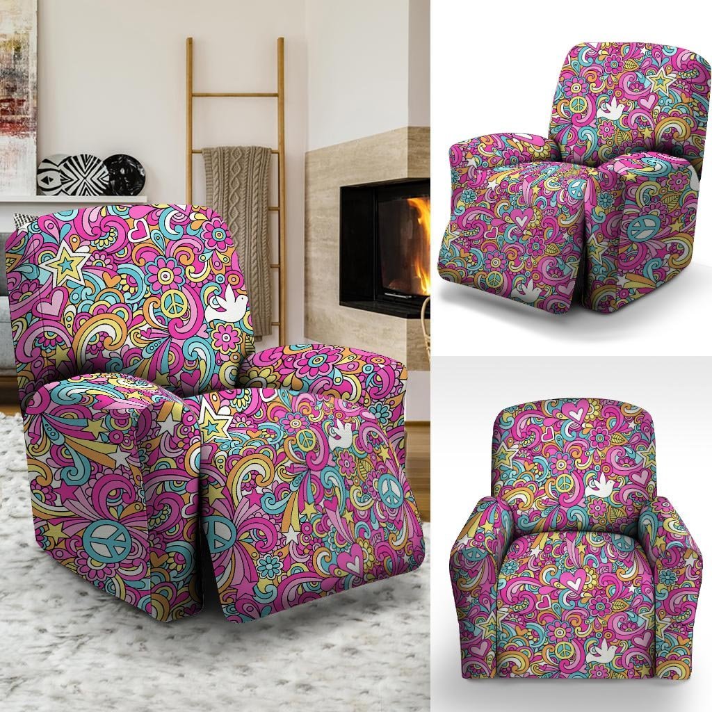 Pink Hippie Psychedelic Recliner Cover-grizzshop