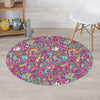 Pink Hippie Psychedelic Round Rug-grizzshop