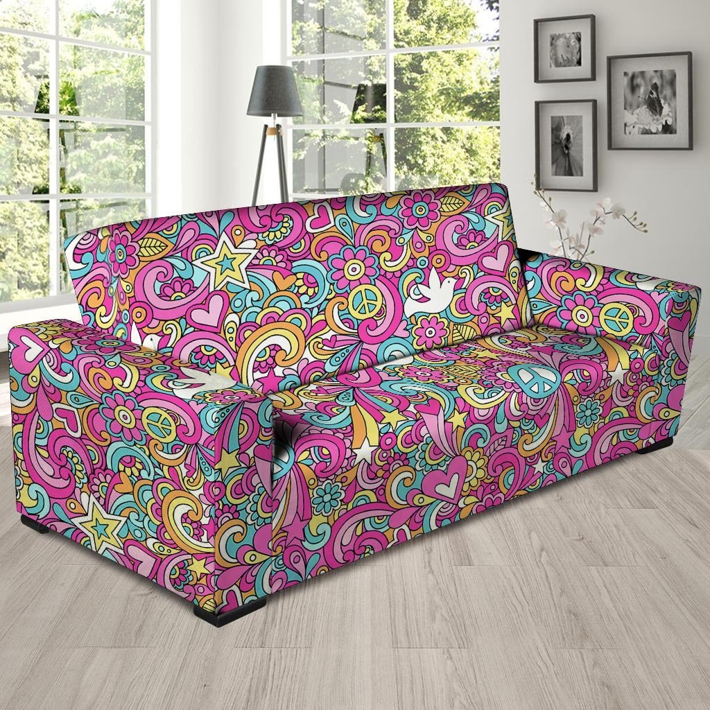 Pink Hippie Psychedelic Sofa Cover-grizzshop