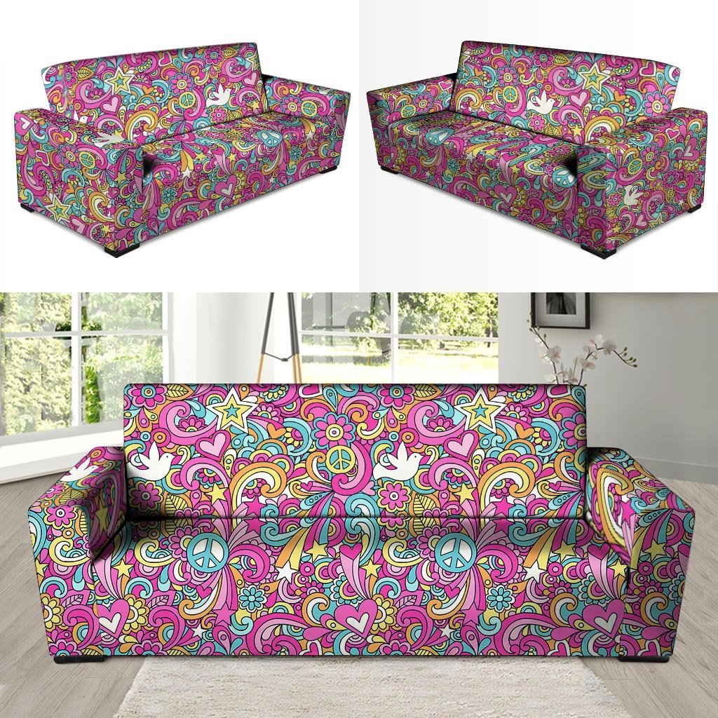 Pink Hippie Psychedelic Sofa Cover-grizzshop