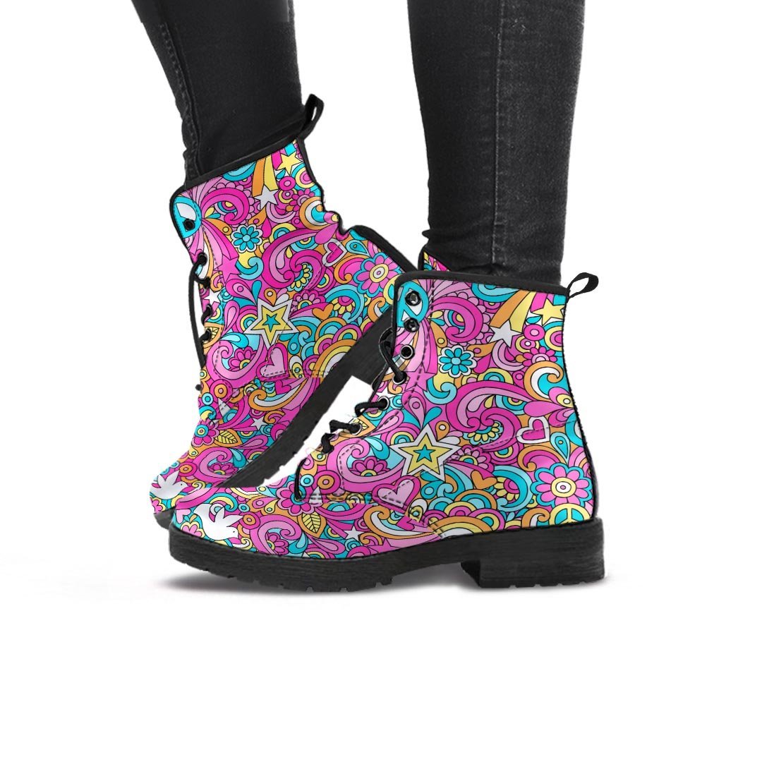 Pink Hippie Psychedelic Women's Boots-grizzshop