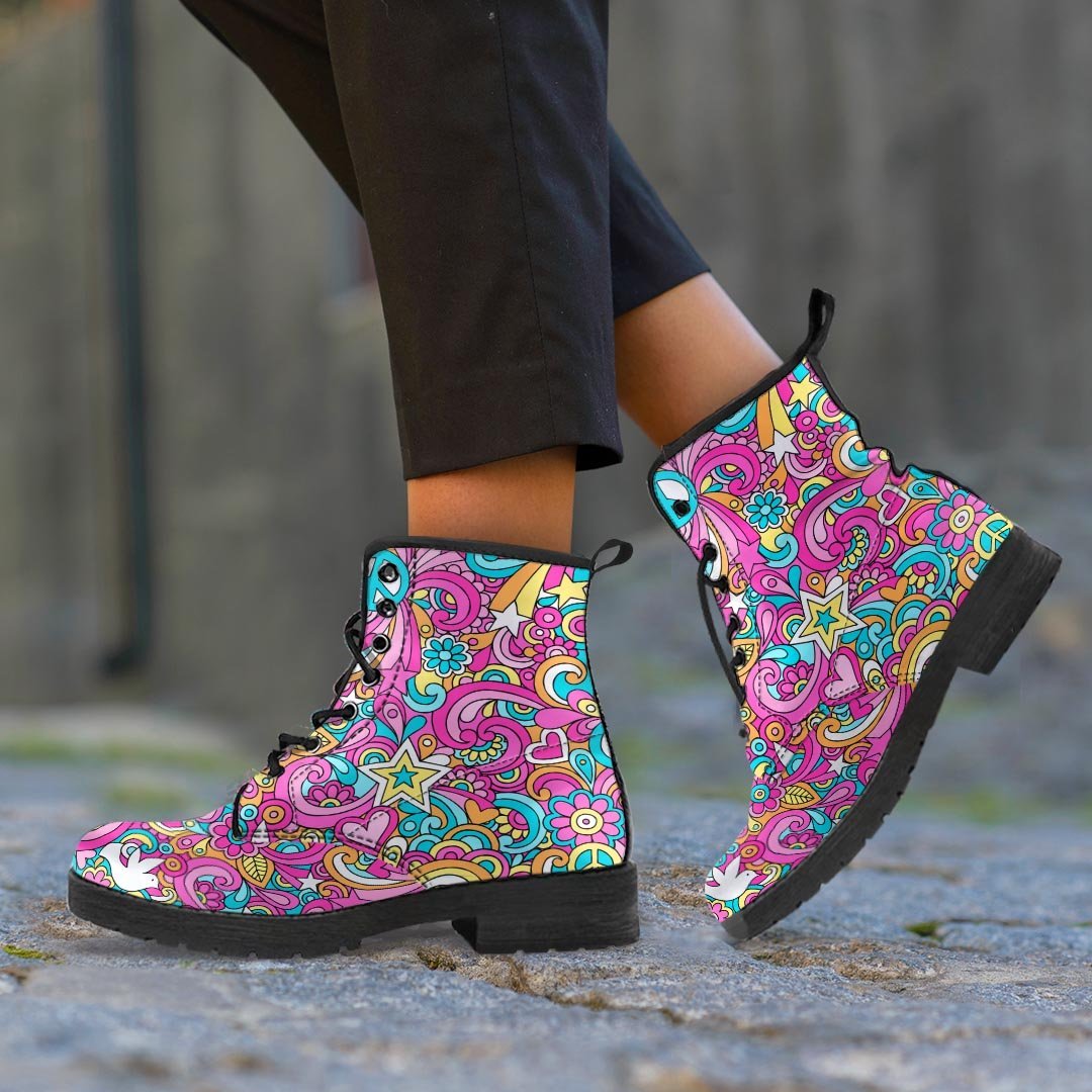 Pink Hippie Psychedelic Women's Boots-grizzshop