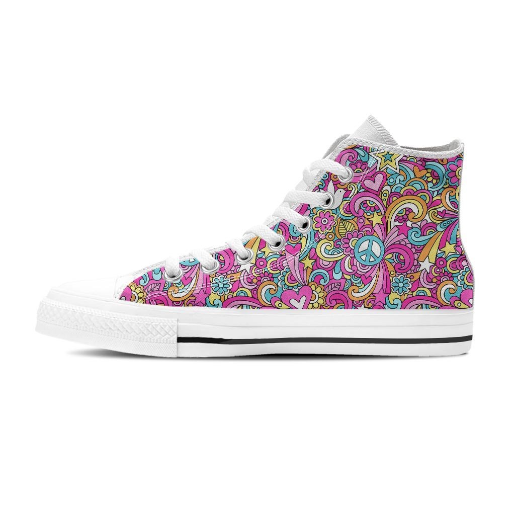 Pink Hippie Psychedelic Women's High Top Shoes-grizzshop