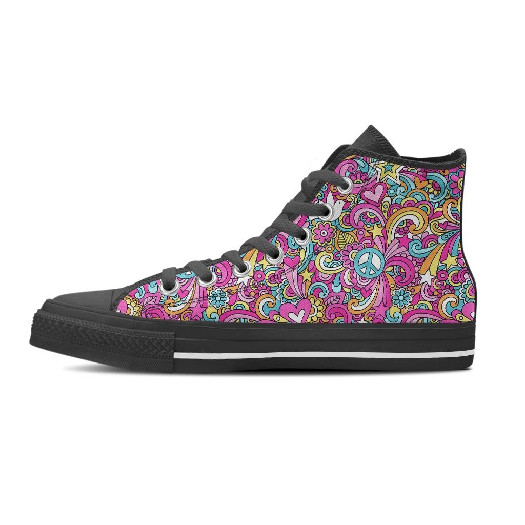Pink Hippie Psychedelic Women's High Top Shoes-grizzshop