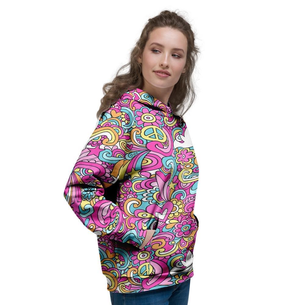 Pink Hippie Psychedelic Women's Hoodie-grizzshop