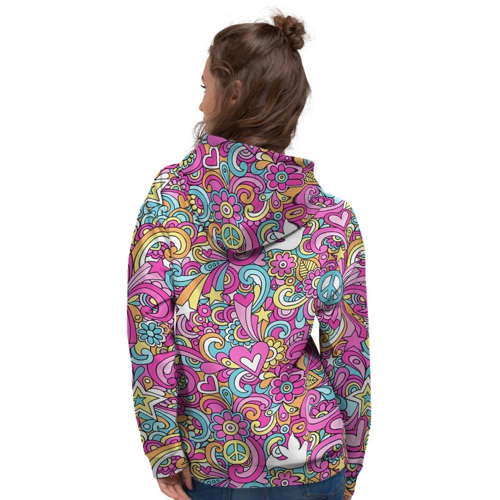 Pink Hippie Psychedelic Women's Hoodie-grizzshop