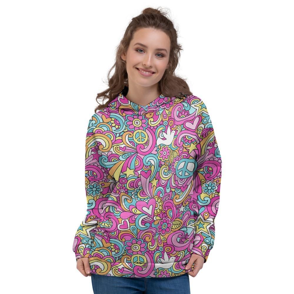 Pink Hippie Psychedelic Women's Hoodie-grizzshop