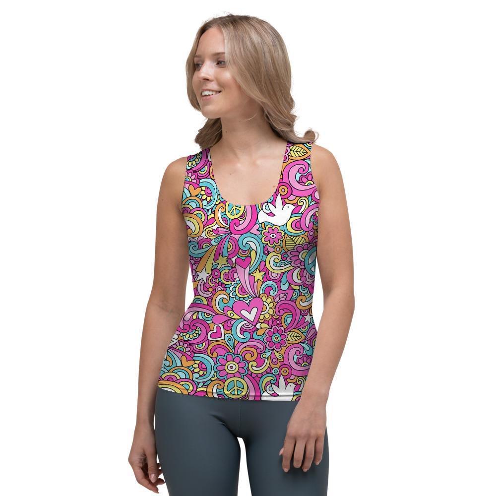 Pink Hippie Psychedelic Women's Tank Top-grizzshop