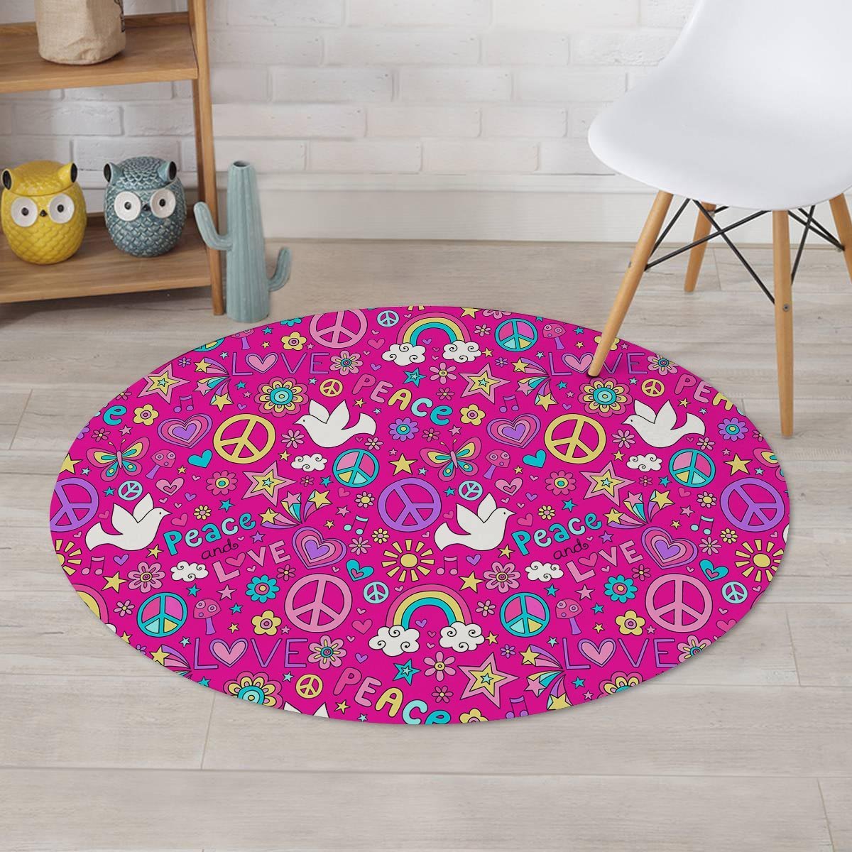 Pink Hippie Round Rug-grizzshop