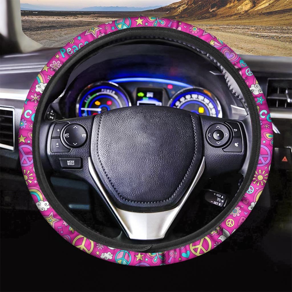 Pink Hippie Steering Wheel Cover-grizzshop