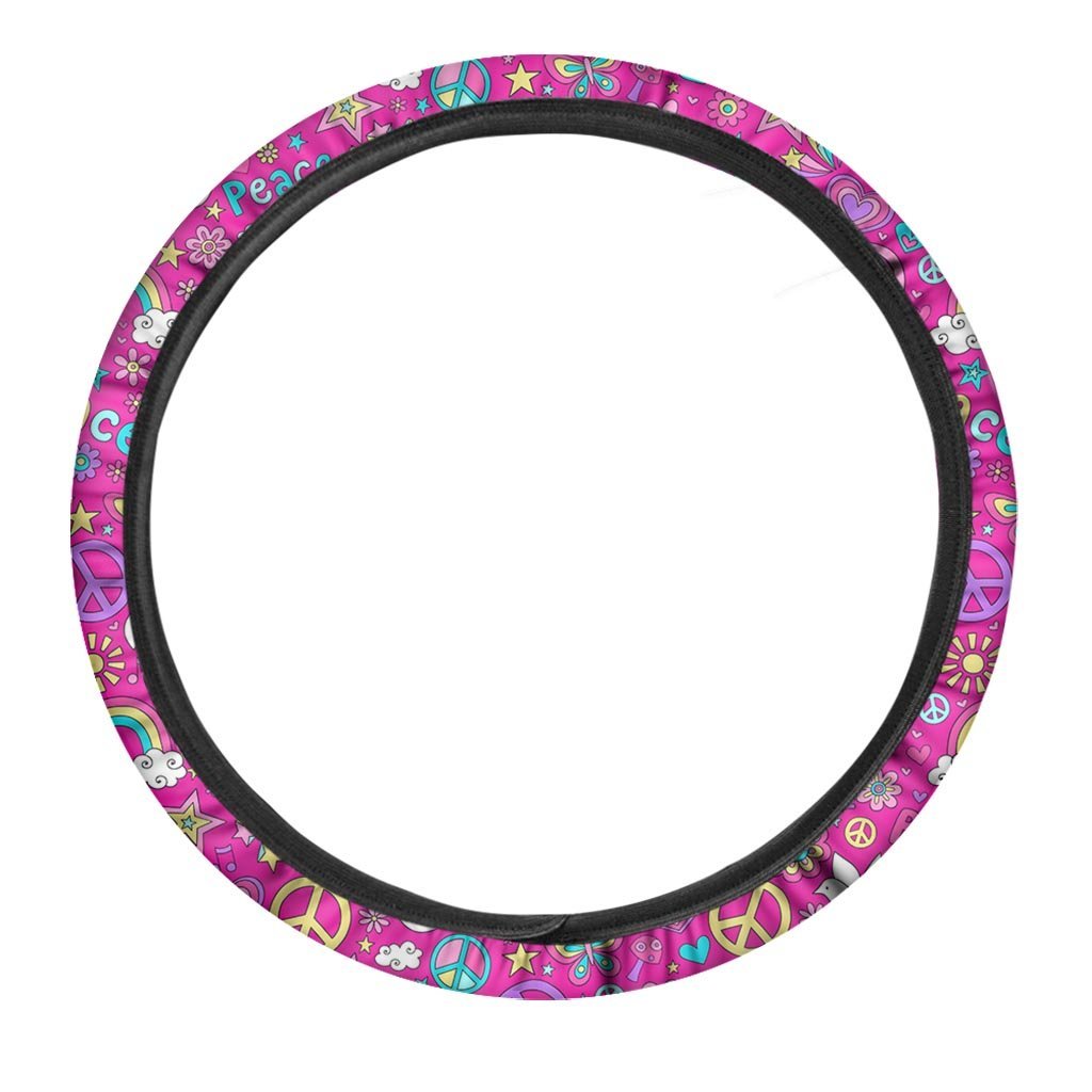 Pink Hippie Steering Wheel Cover-grizzshop