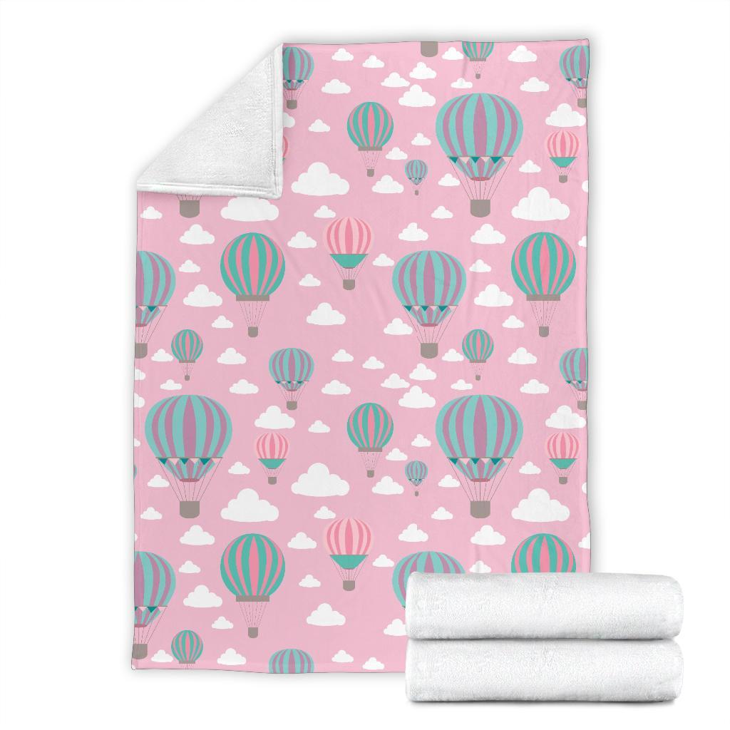 Pink Hot Air Balloon Pattern Print Blanket-grizzshop