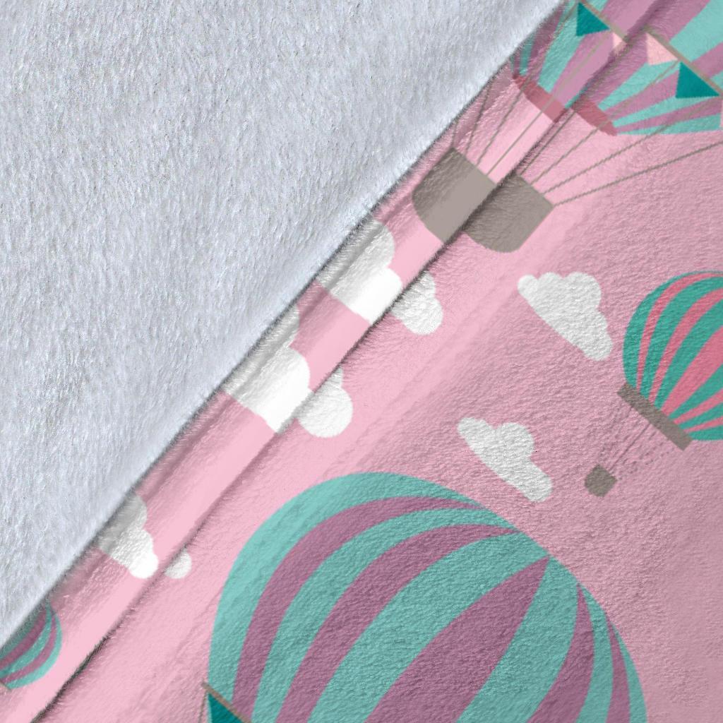 Pink Hot Air Balloon Pattern Print Blanket-grizzshop