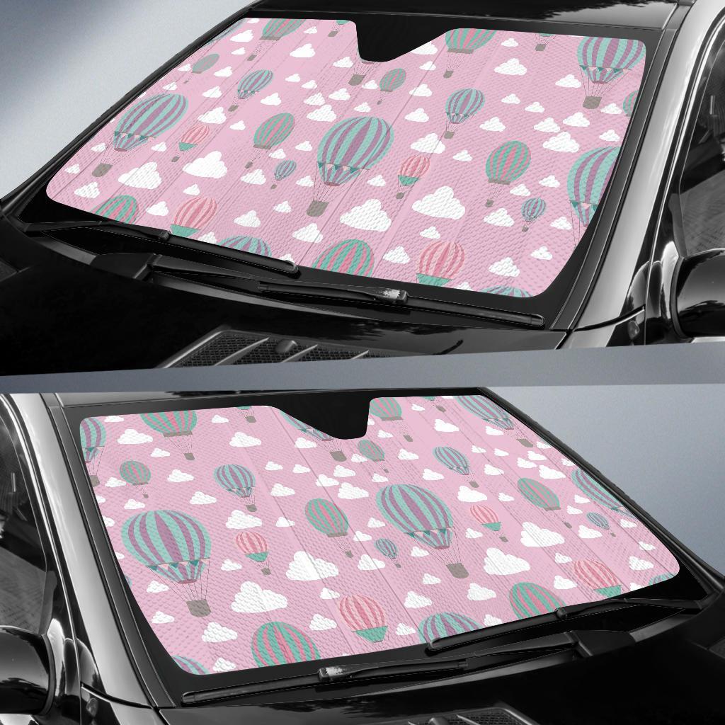 Pink Hot Air Balloon Pattern Print Car Sun Shade-grizzshop