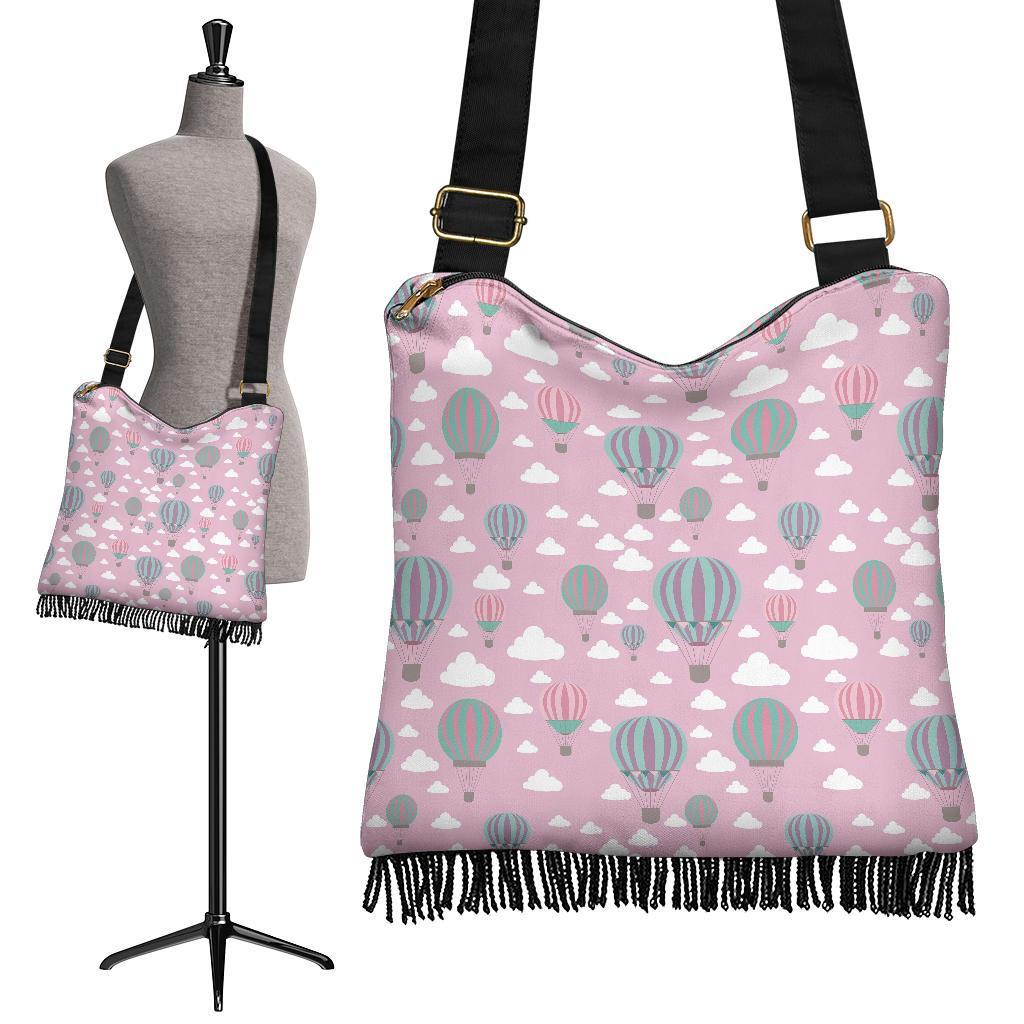 Pink Hot Air Balloon Pattern Print Crossbody Bags-grizzshop