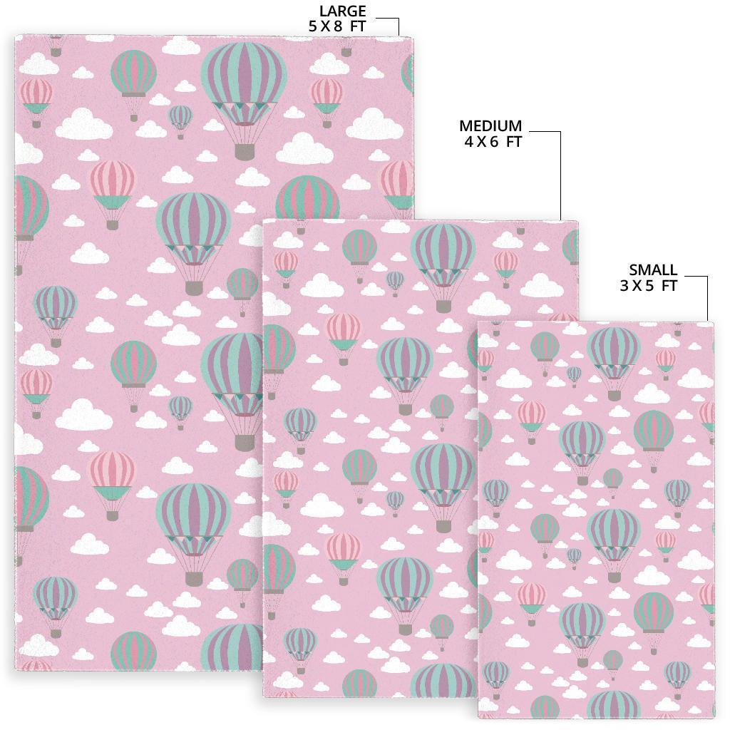 Pink Hot Air Balloon Pattern Print Floor Mat-grizzshop