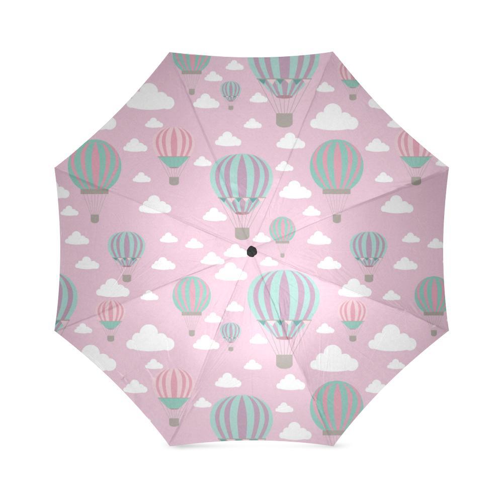 Pink Hot Air Balloon Pattern Print Foldable Umbrella-grizzshop
