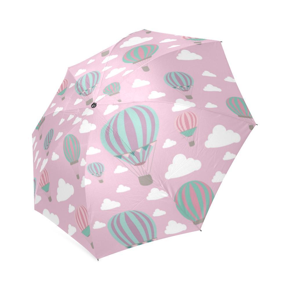 Pink Hot Air Balloon Pattern Print Foldable Umbrella-grizzshop