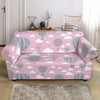 Pink Hot Air Balloon Pattern Print Loveseat Cover-grizzshop