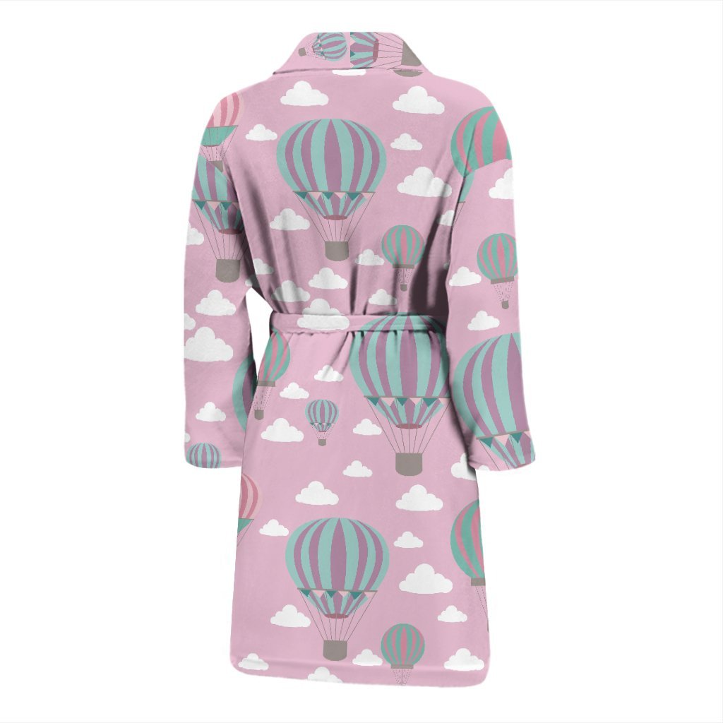 Pink Hot Air Balloon Pattern Print Men Long Robe-grizzshop