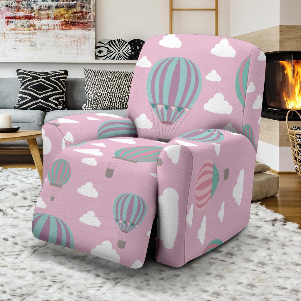 Pink Hot Air Balloon Pattern Print Recliner Cover-grizzshop