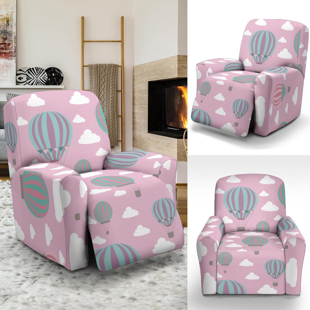 Pink Hot Air Balloon Pattern Print Recliner Cover-grizzshop