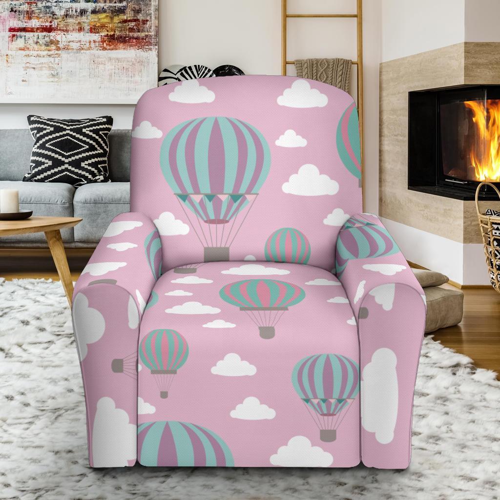 Pink Hot Air Balloon Pattern Print Recliner Cover-grizzshop