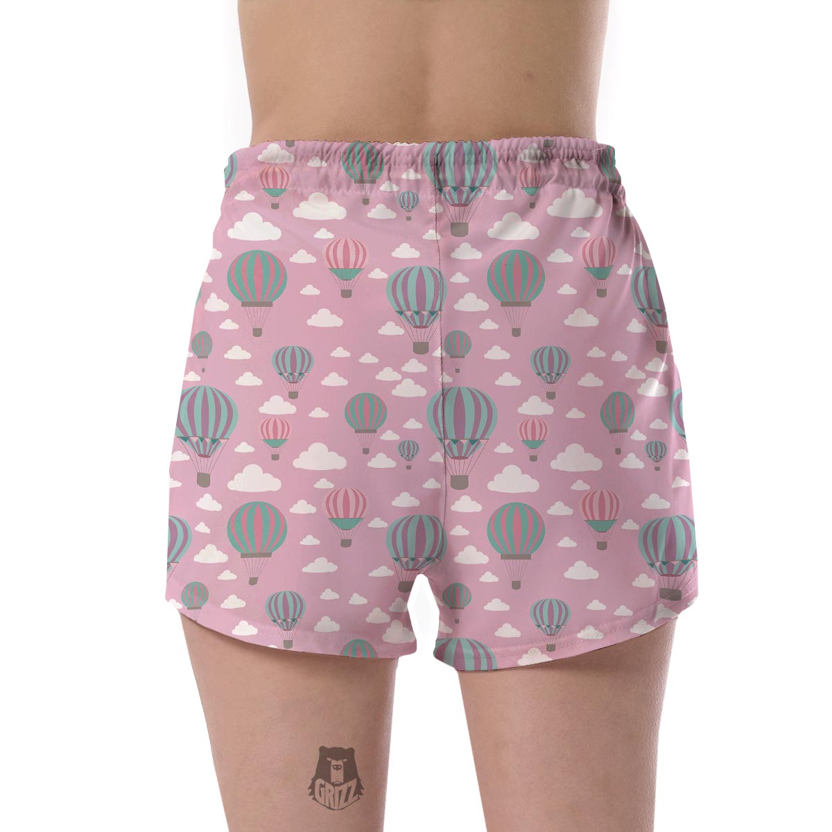 Pink Hot Air Balloon Pattern Print Women's Shorts-grizzshop