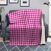 Pink Houndstooth Print Blanket-grizzshop