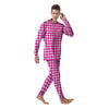 Pink Houndstooth Print Men's Pajamas-grizzshop