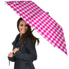 Pink Houndstooth Print Umbrella-grizzshop