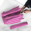 Pink Houndstooth Print Umbrella-grizzshop