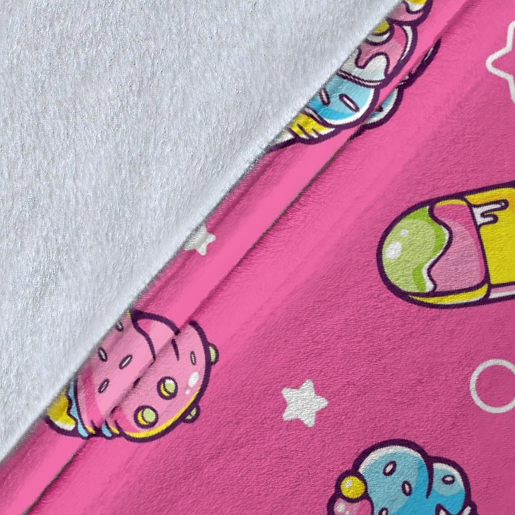 Pink Ice Cream Cone Pattern Print Blanket-grizzshop