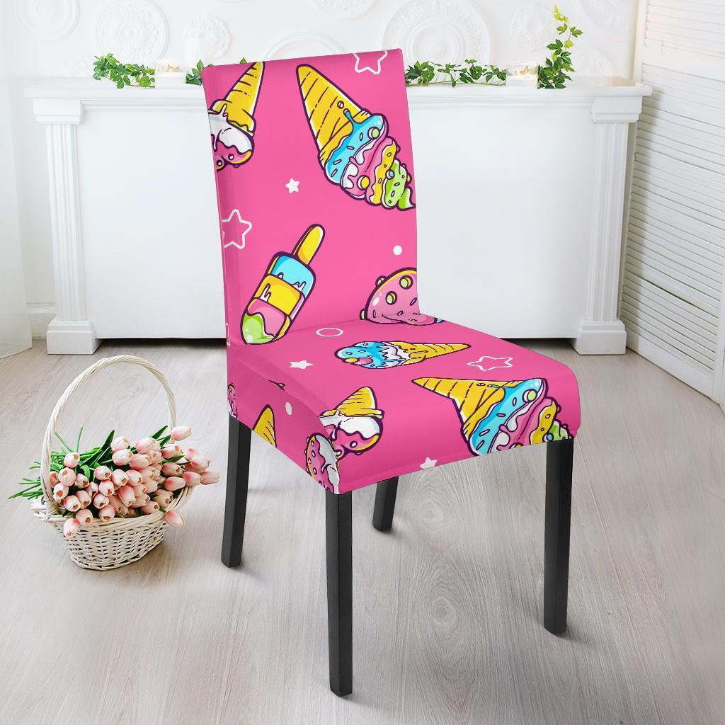 Pink Ice Cream Cone Pattern Print Chair Cover-grizzshop