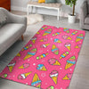 Pink Ice Cream Cone Pattern Print Floor Mat-grizzshop