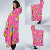 Pink Ice Cream Cone Pattern Print Hooded Blanket-grizzshop