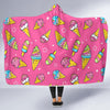 Pink Ice Cream Cone Pattern Print Hooded Blanket-grizzshop