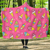 Pink Ice Cream Cone Pattern Print Hooded Blanket-grizzshop