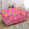 Pink Ice Cream Cone Pattern Print Loveseat Cover-grizzshop