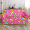 Pink Ice Cream Cone Pattern Print Loveseat Cover-grizzshop