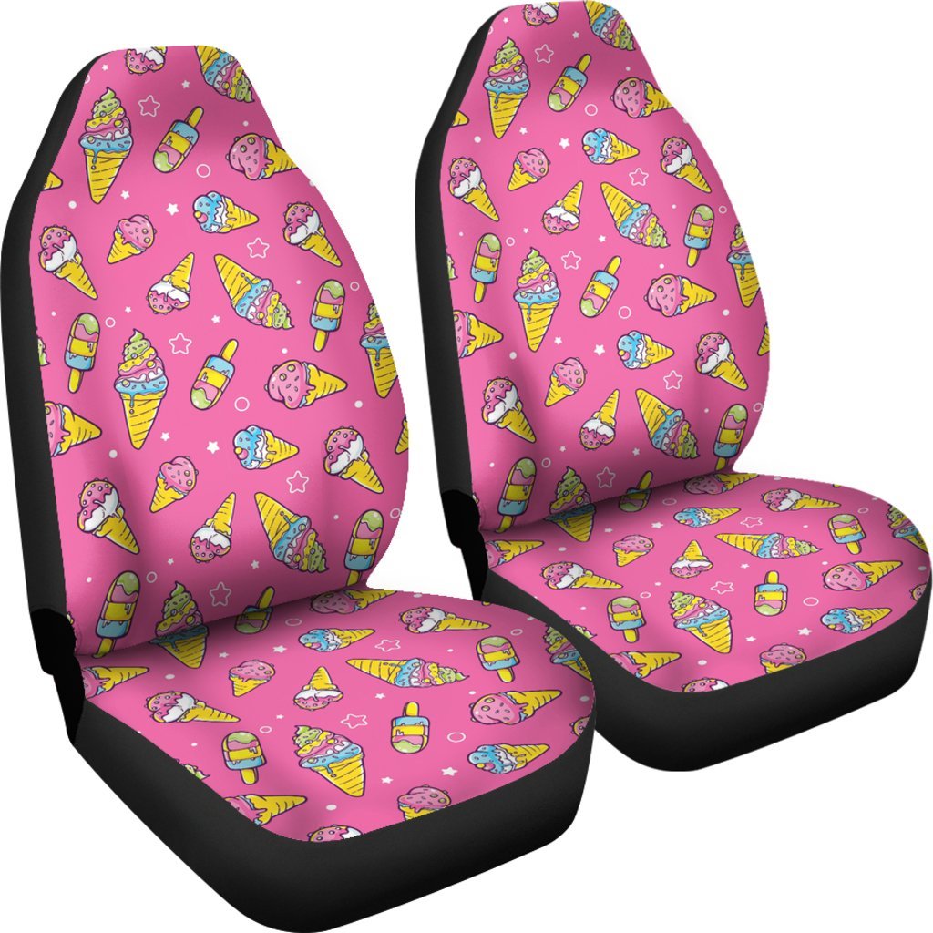 Pink Ice Cream Cone Pattern Print Universal Fit Car Seat Cover-grizzshop