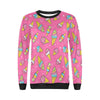 Pink Ice Cream Cone Pattern Print Women Crewneck Sweatshirt-grizzshop