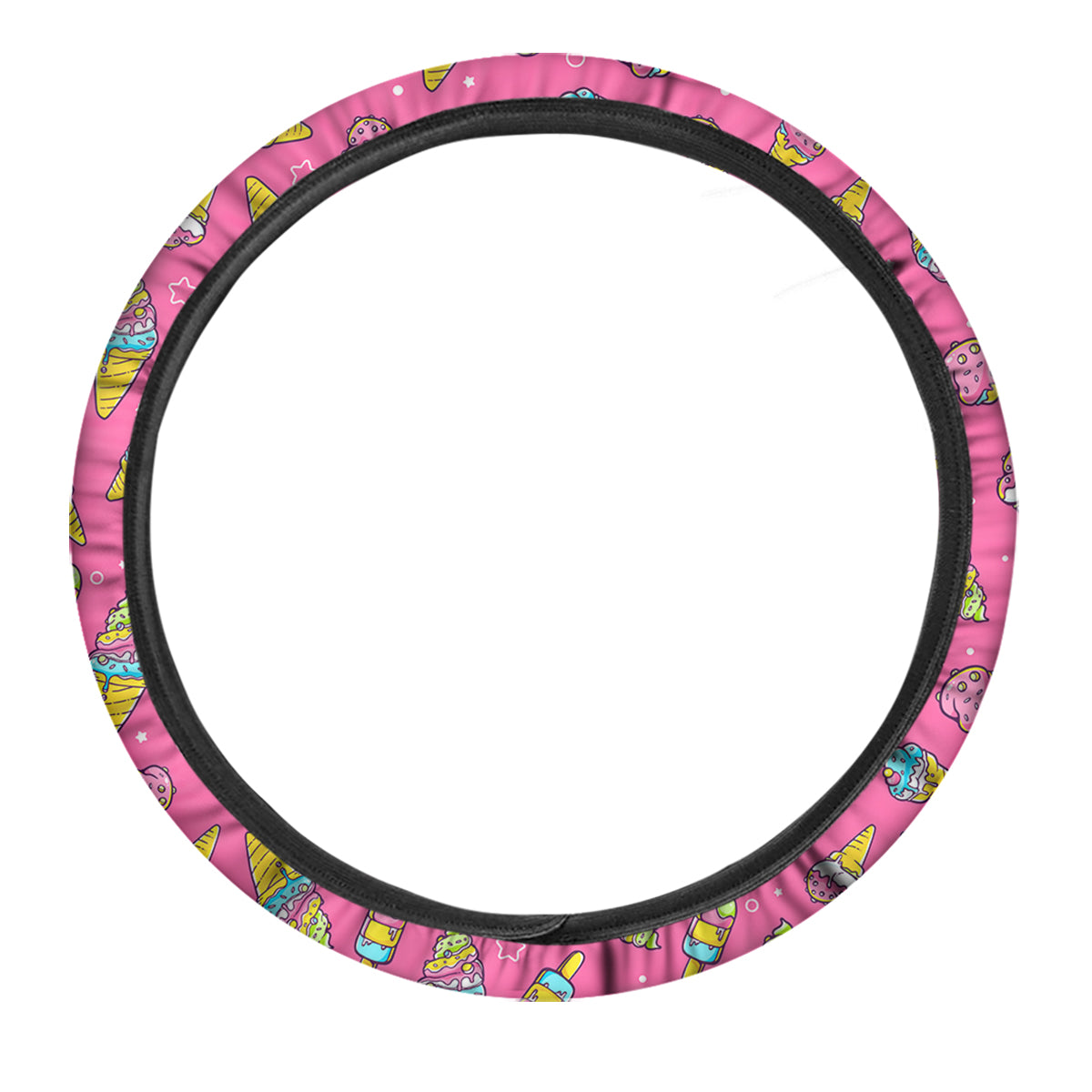 Pink Ice Creams Cute Print Pattern Car Steering Wheel Cover-grizzshop