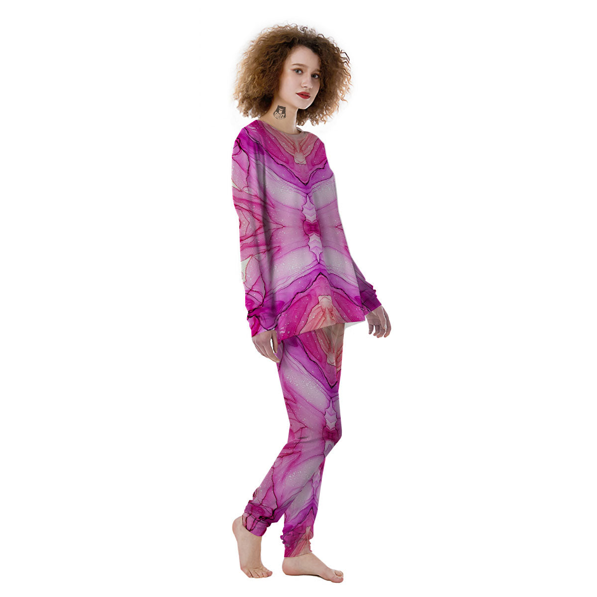 Pink Kaleidoscope Print Women's Pajamas-grizzshop