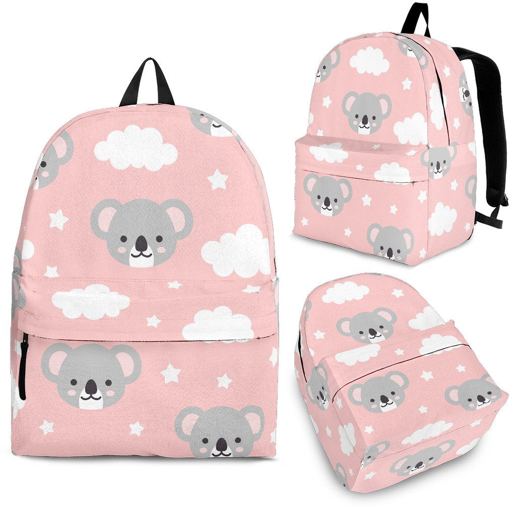 Pink Koala Pattern Print Backpack-grizzshop